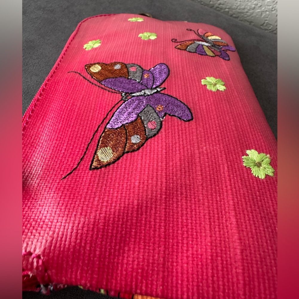 Sakroots Pink Floral and Butterfly Coated Canvas Makeup Bag - Picture 5 of 7